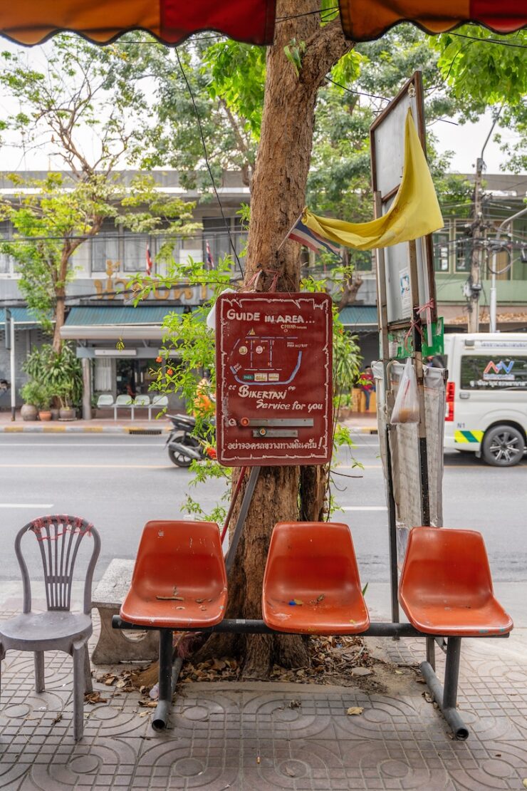 Haltestelle für Motorradtaxis in Bangkok