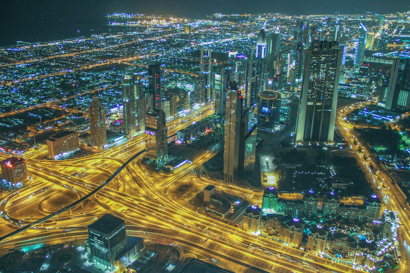 Dubai Burj Khalifa bei Nacht