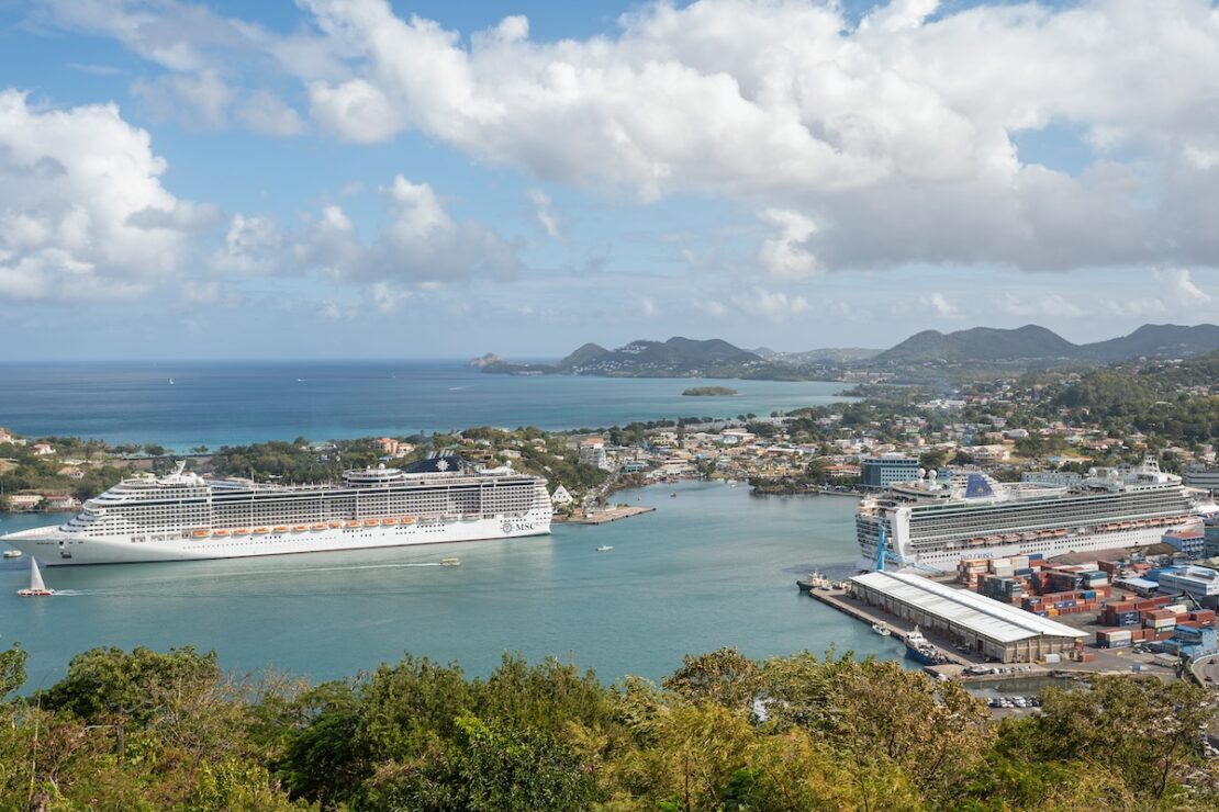 Kreuzfahrtschiffe in Castries Hauptstadt von Saint Lucia