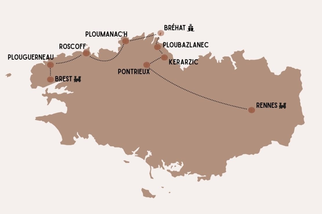 Karte Bretagne Rundreise mit dem Auto