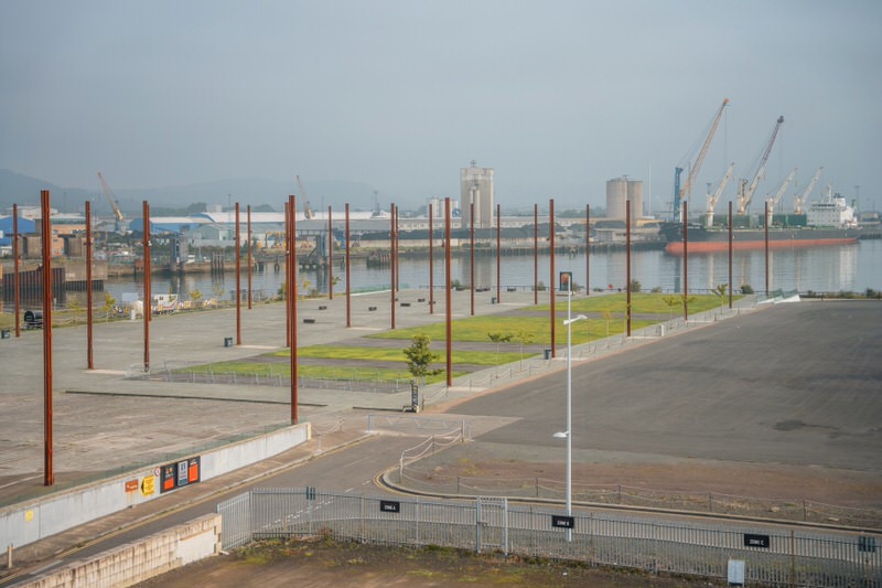 Titanic Umriss in der Harland and Wolff Werft