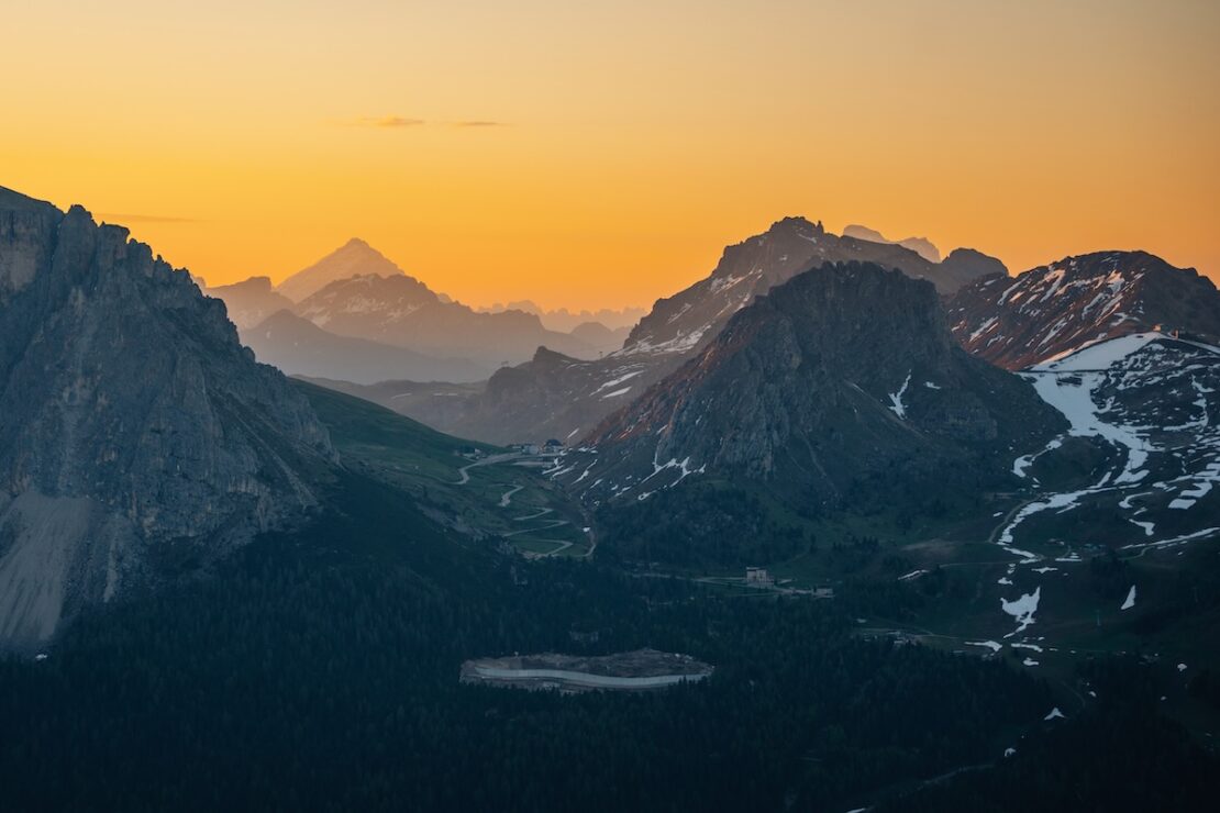 Sonnenaufgang am Col Rodella Sellajoch