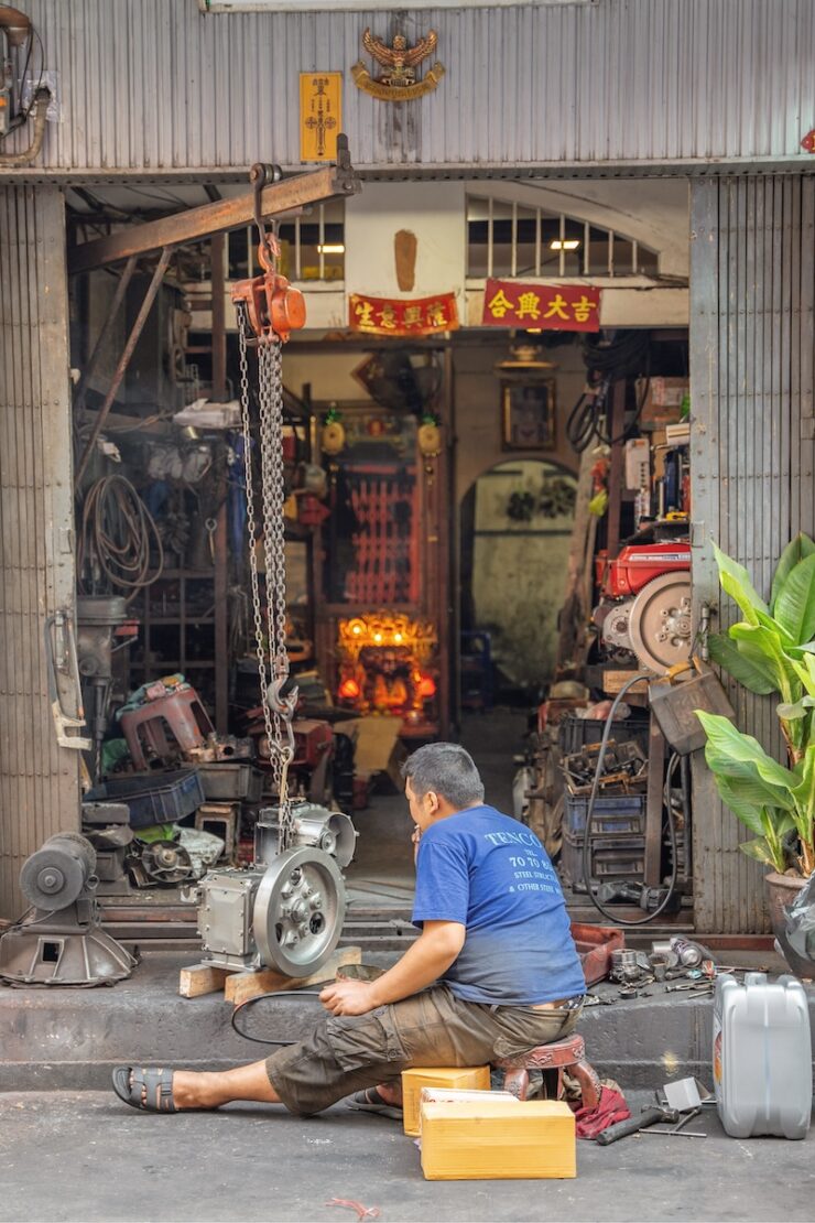 Werkstatt in Talat Noi einem der ältesten Viertel Bangkoks